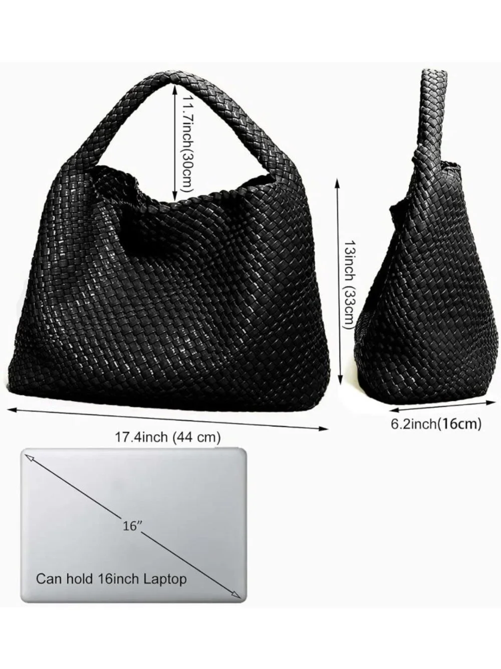 Stylish Woven Tote Bag with Purse - Large Handmade Shoulder Hobo Commuter Bag